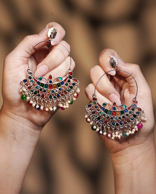 Statement Oxidised Earrings - Vedaa