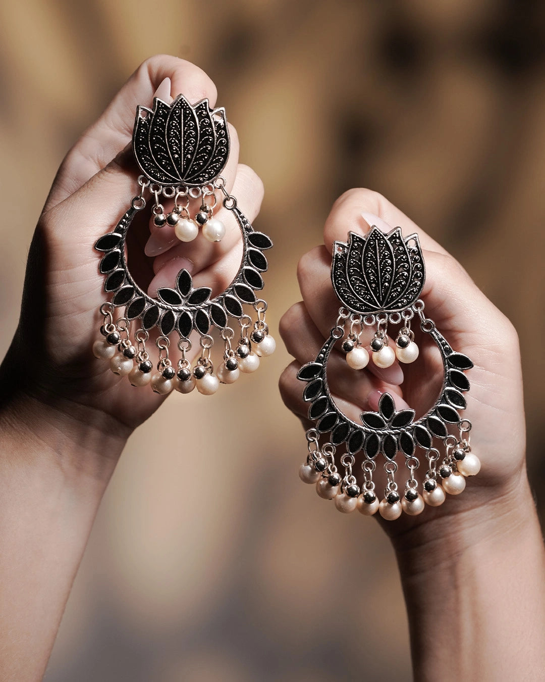 Statement Oxidised Earrings - Padmini